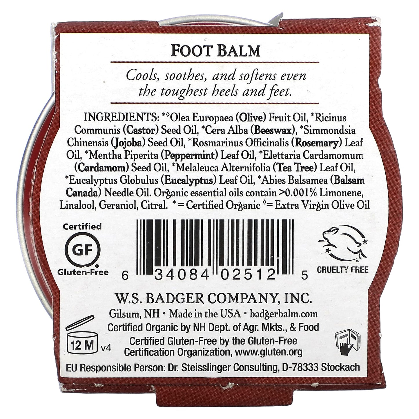 Badger Company, Organic Foot Balm, Peppermint & Tea Tree, 0.75 oz (21 g)