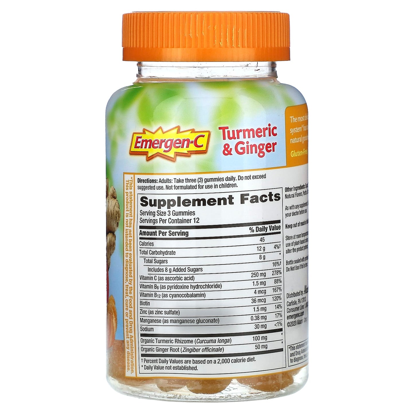 Emergen-C, Turmeric & Ginger, Citrus-Ginger, 36 Gummies