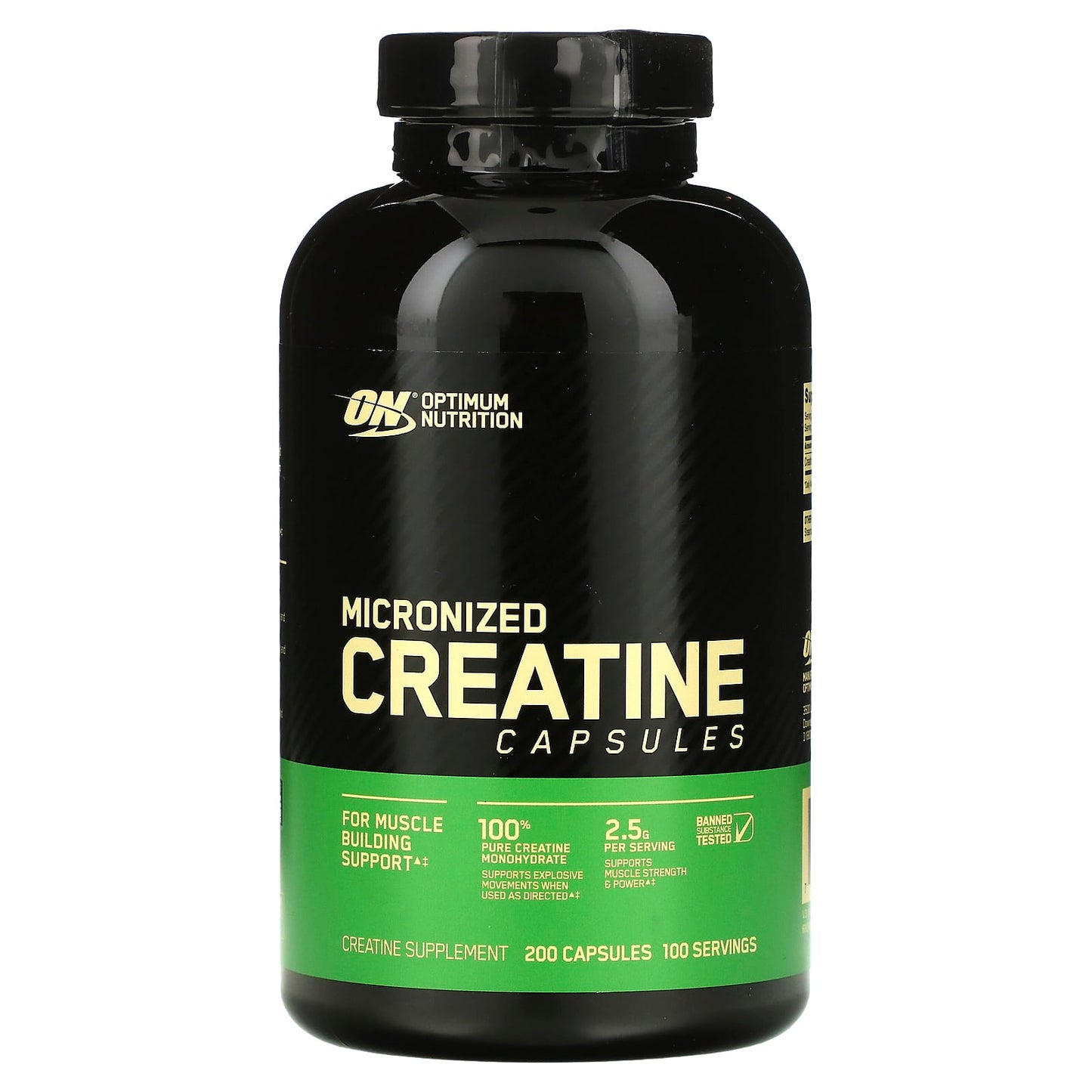 Optimum Nutrition-Micronized Creatine Capsules-2.5 g-200 Capsules (1.25 g per Capsule )