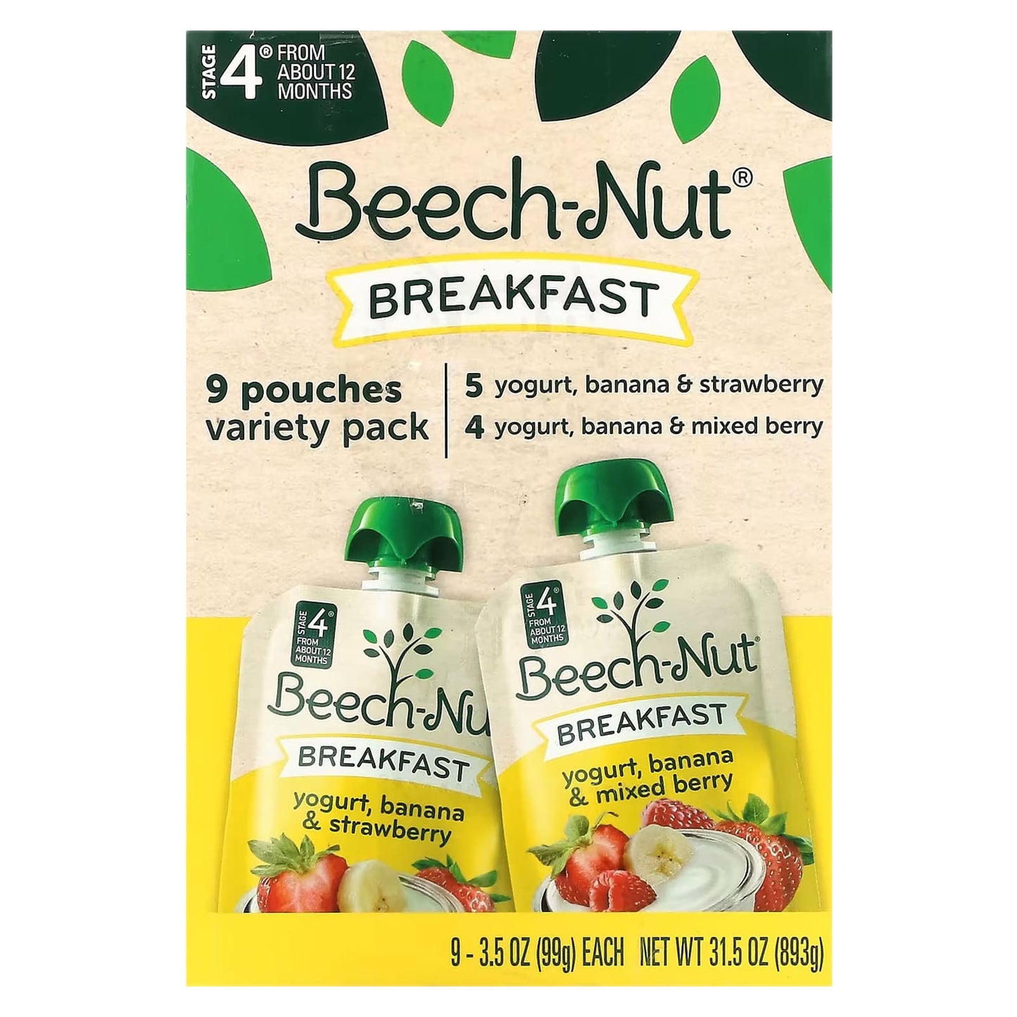 Beech-Nut-Breakfast-Variety Pack-Stage 4-9 Pouches-3.5 oz (99 g) Each