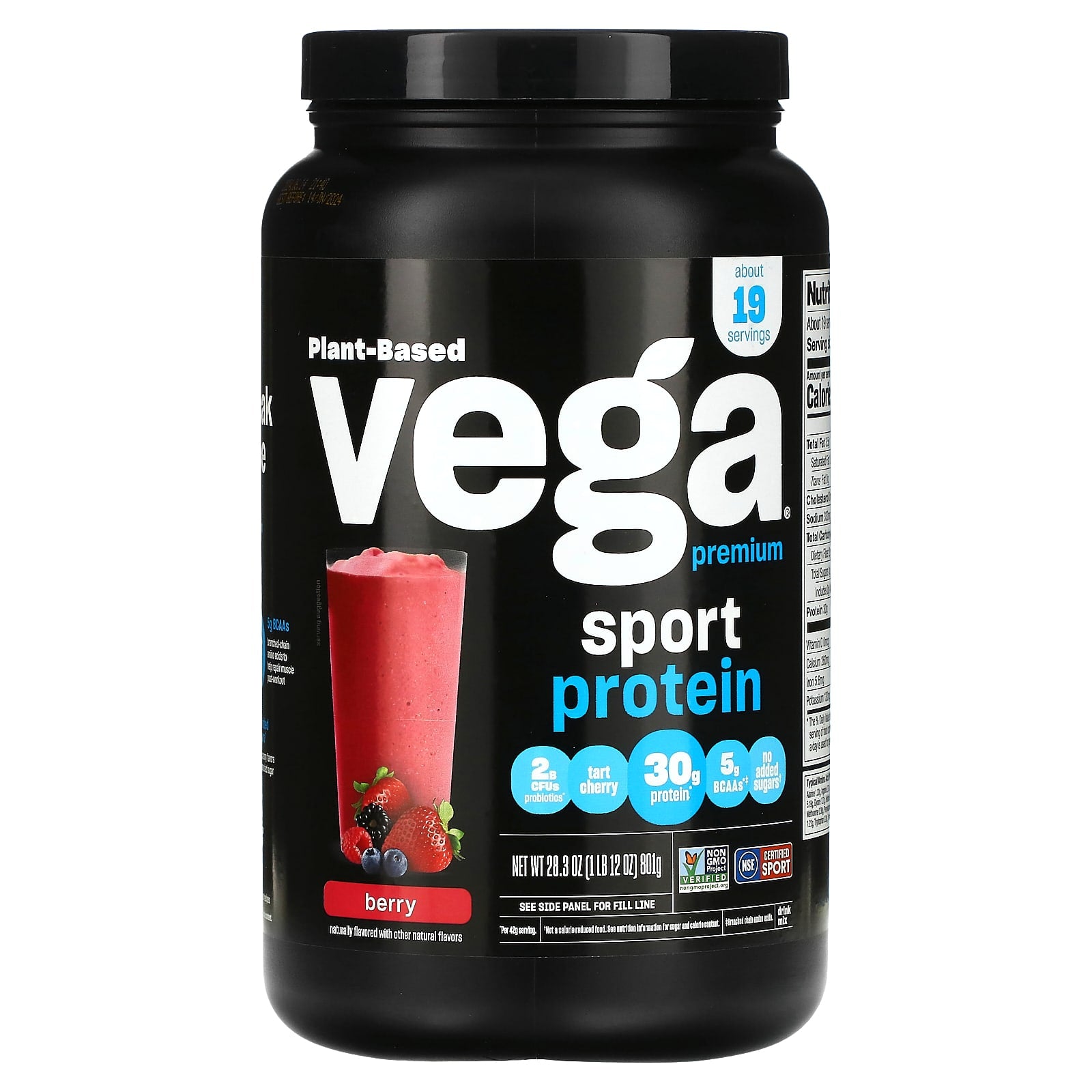 Vega-Sport-Plant-Based Premium Protein Powder-Berry-1 lb 12 oz  (801 g)