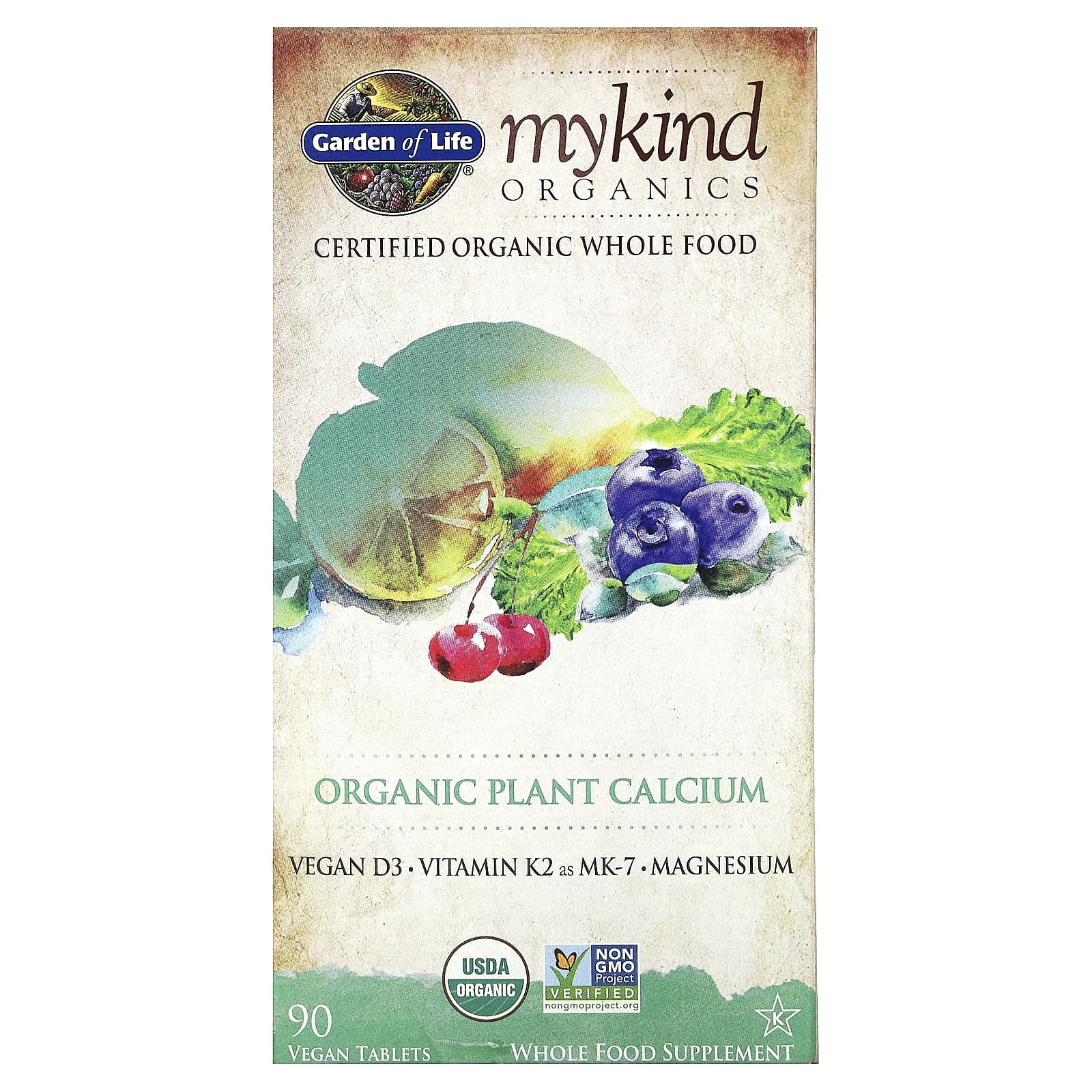 Garden of Life-MyKind Organics-Organic Plant Calcium-90 Vegan Tablets