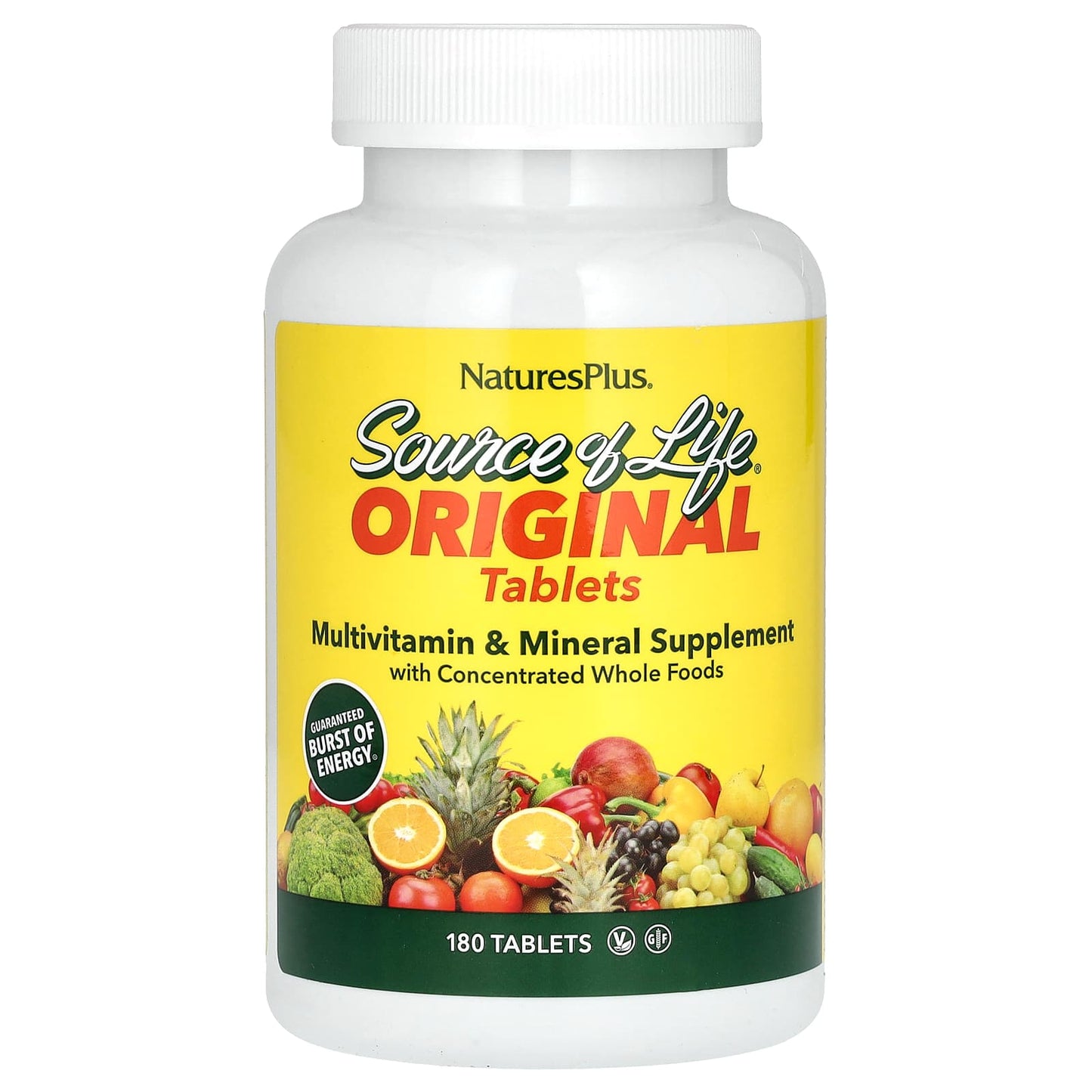 NaturesPlus-Source of Life-Original Tablets-Multi-Vitamin & Mineral Supplement-180 Tablets