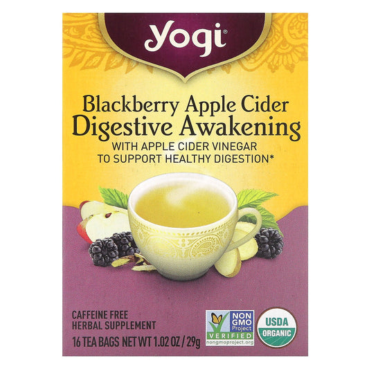 Yogi Tea-Digestive Awakening-Blackberry Apple Cider-Caffeine Free-16 Tea Bags-1.02 oz (29 g)