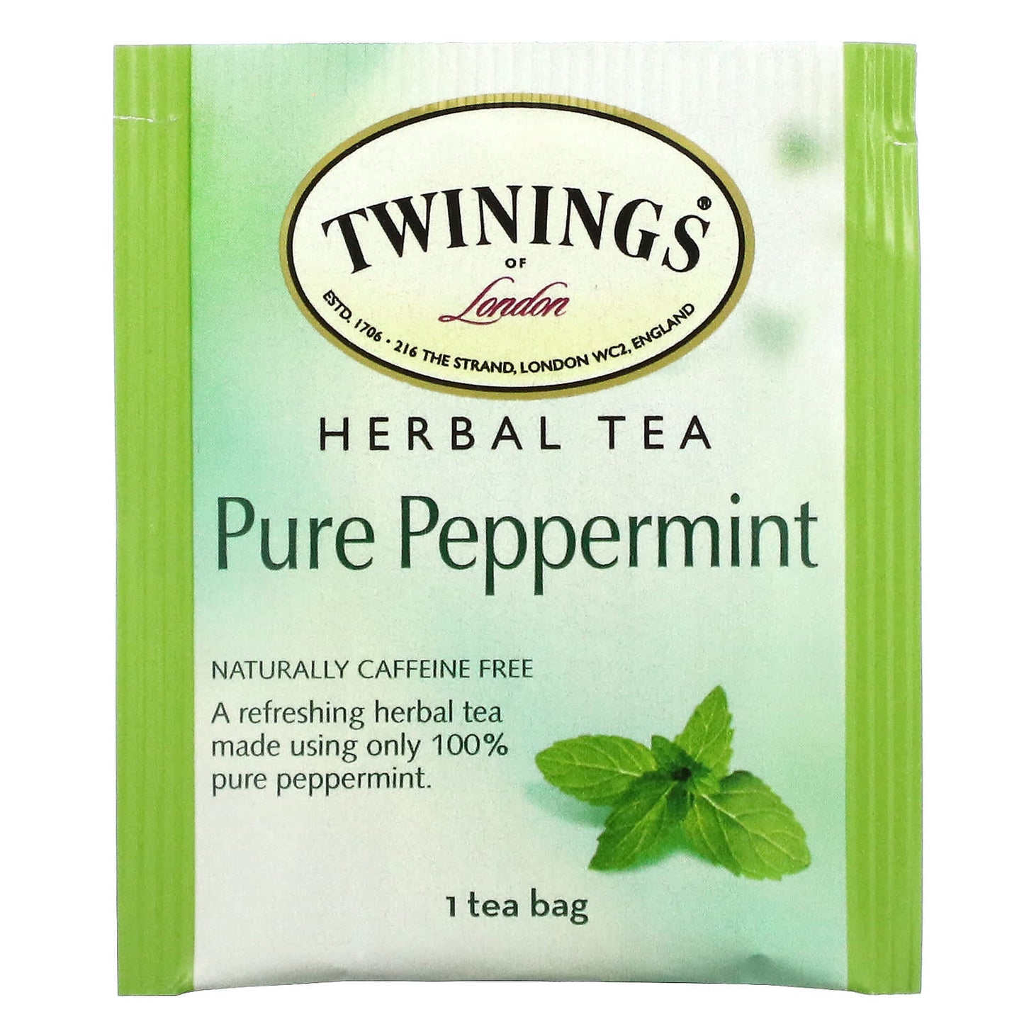 Twinings, Herbal Tea, Pure Peppermint, Caffeine Free, 50 Tea Bags, 3.53 oz (100 g)