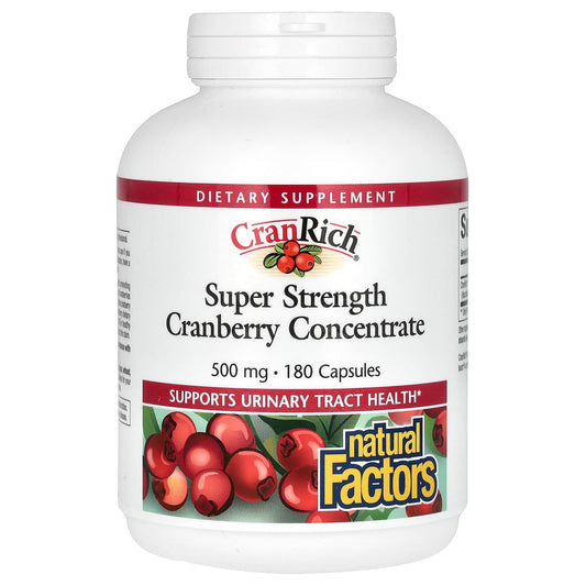 Natural Factors-CranRich-Cranberry Concentrate-Super Strength-500 mg-180 Capsules