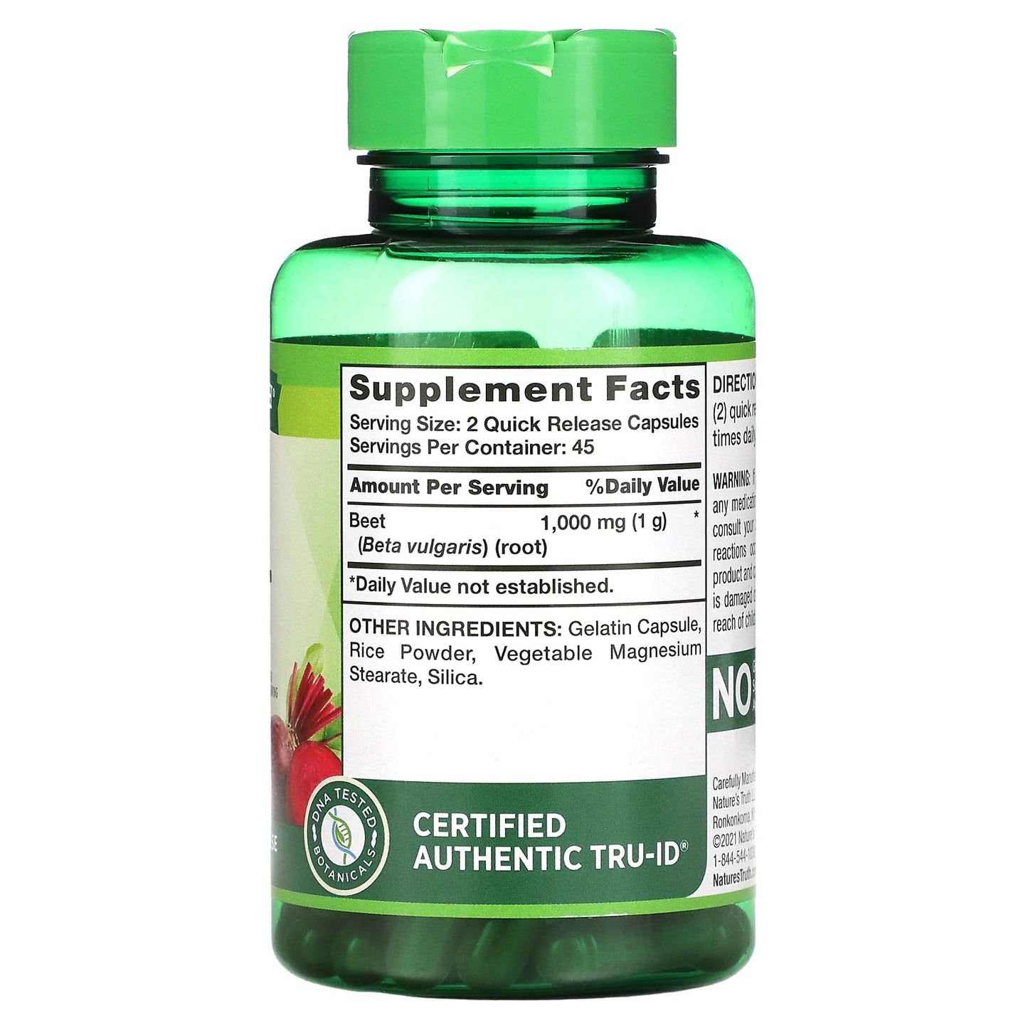 Nature's Truth, Beet Root, 1,000 mg, 90 Quick Release Capsules (500 mg per Capsule)