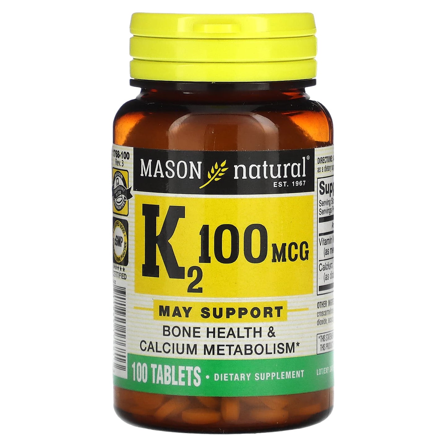 Mason Natural-Vitamin K2-100 mcg-100 Tablets