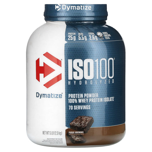 Dymatize-ISO100 Hydrolyzed-100% Whey Protein Isolate-Fudge Brownie-5 lb (2.3 kg)