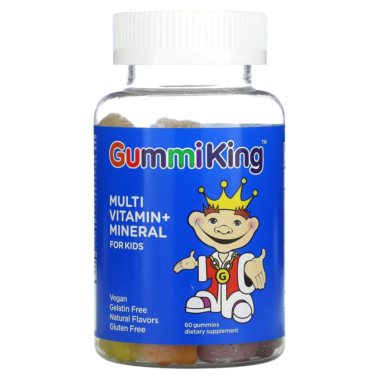 GummiKing-Multi-Vitamin + Mineral for Kids-Strawberry-Orange-Lemon-Grape-Cherry and Grapefruit-60 Gummies