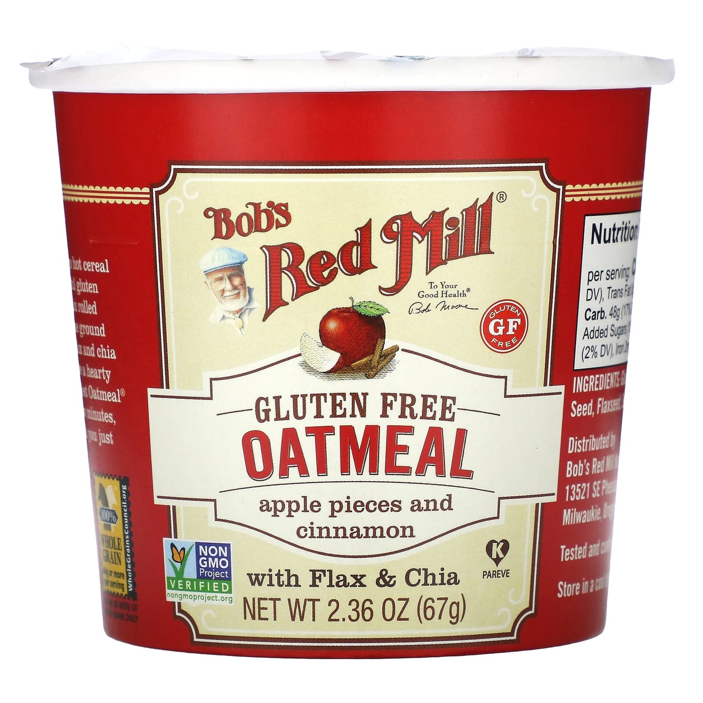 Bob's Red Mill-Oatmeal Cup-Apple Pieces and Cinnamon-2.36 oz (67 g)