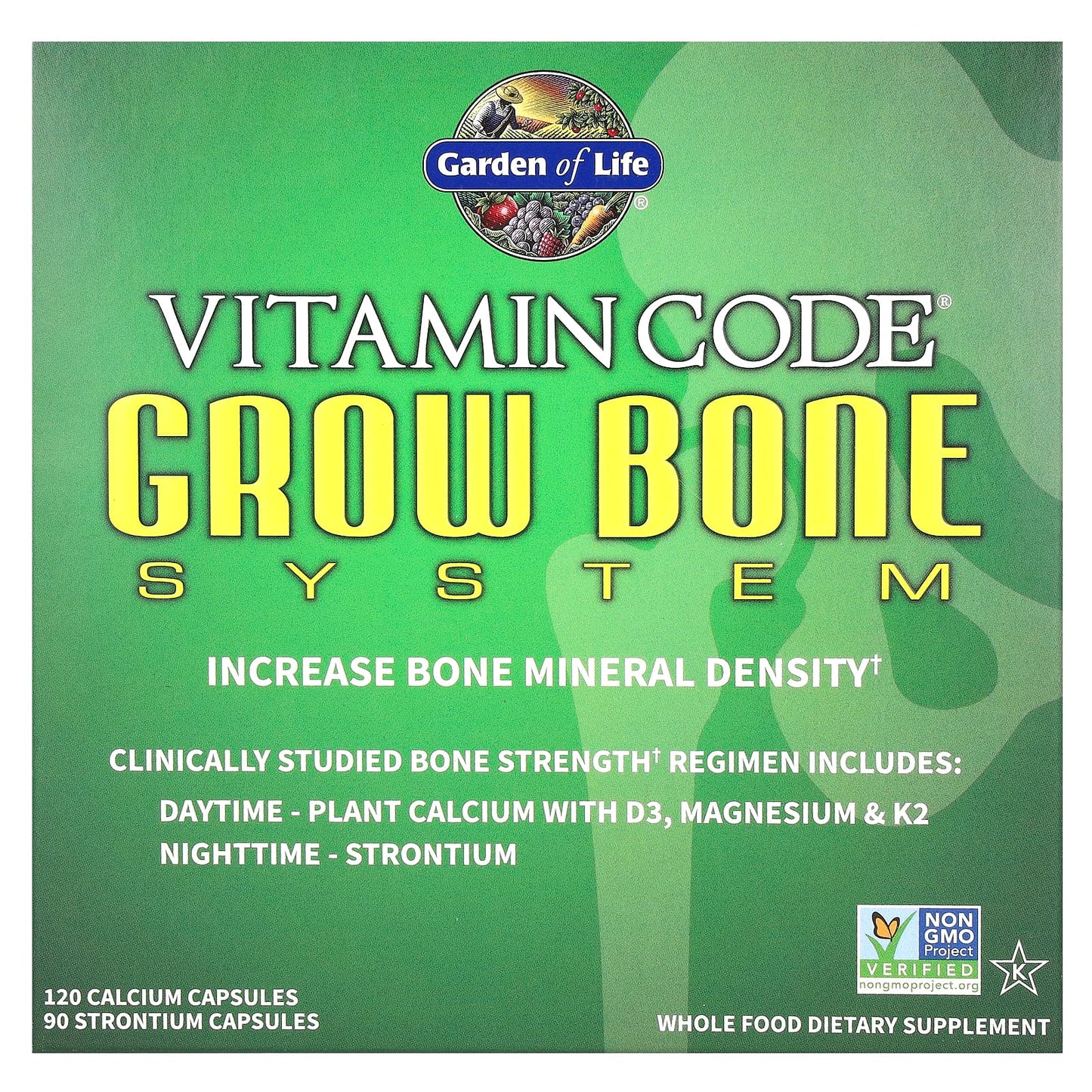 Garden of Life-Vitamin Code-Grow Bone System-2 Bottles