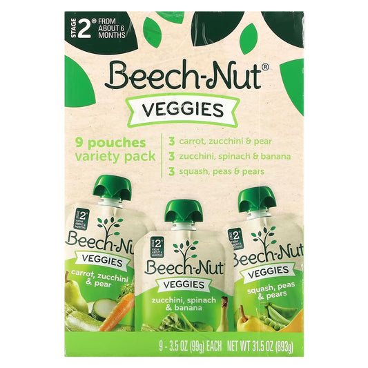 Beech-Nut-Veggies-6+ Months-Variety Pack-9 Pouches-3.5 oz (99 g) Each