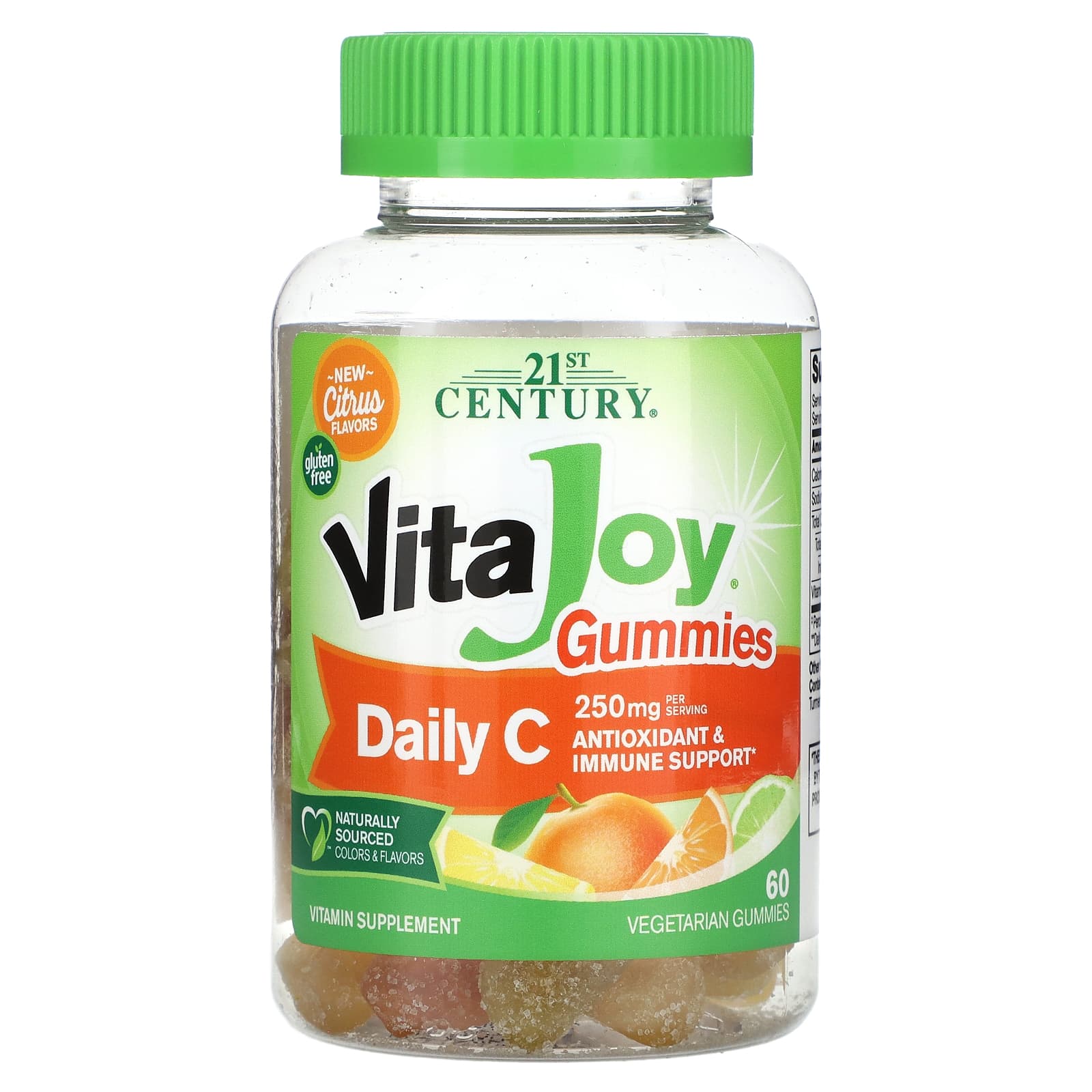 21st Century-VitaJoy-Daily C Gummies-Citrus-250 mg-60 Vegetarian Gummies (125 mg per Gummy)