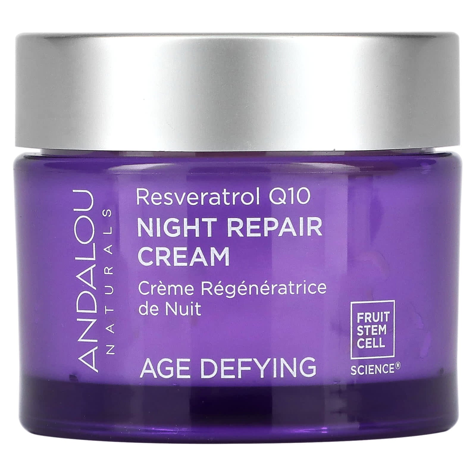 Andalou Naturals-Night Repair Cream-Resveratrol Q10-1.7 oz (50 g)