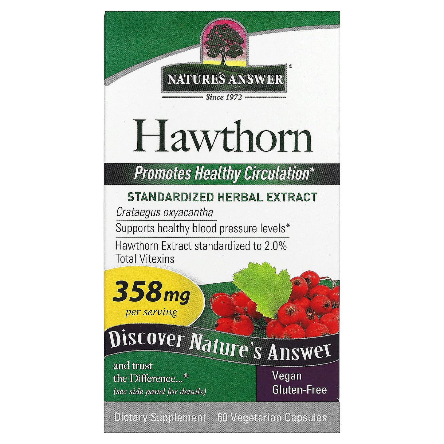 Nature's Answer-Hawthorn-358 mg-60 Vegetarian Capsules