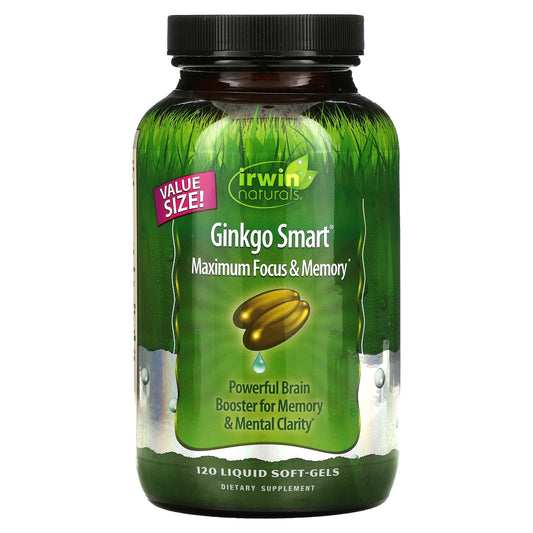 Irwin Naturals-Ginkgo Smart-Maximum Focus & Memory-120 Liquid Soft-Gels