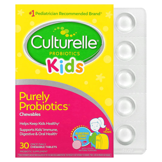 Culturelle-Kids-Purely Probiotics Chewables-3+ Years-Bursting Berry -30 Chewable Tablets