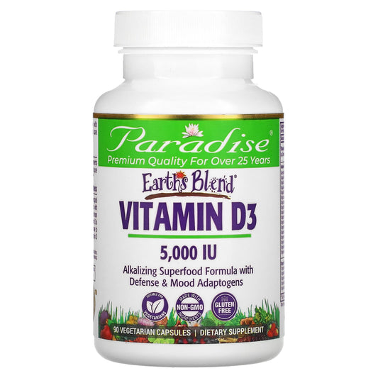 Paradise Herbs-Earth's Blend-Vitamin D3-5,000 IU-90 Vegetarian Capsules