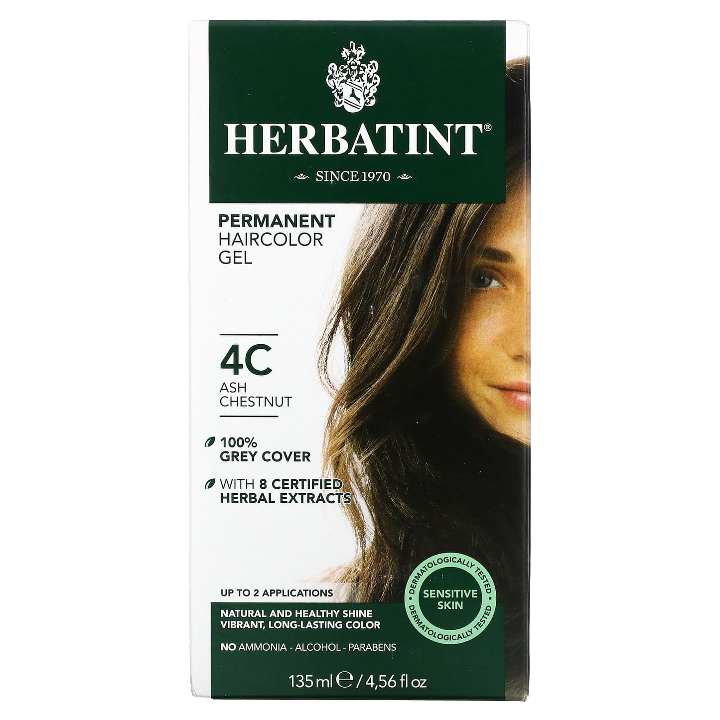 Herbatint-Permanent Haircolor Gel-4C-Ash Chestnut-4.56 fl oz (135 ml)