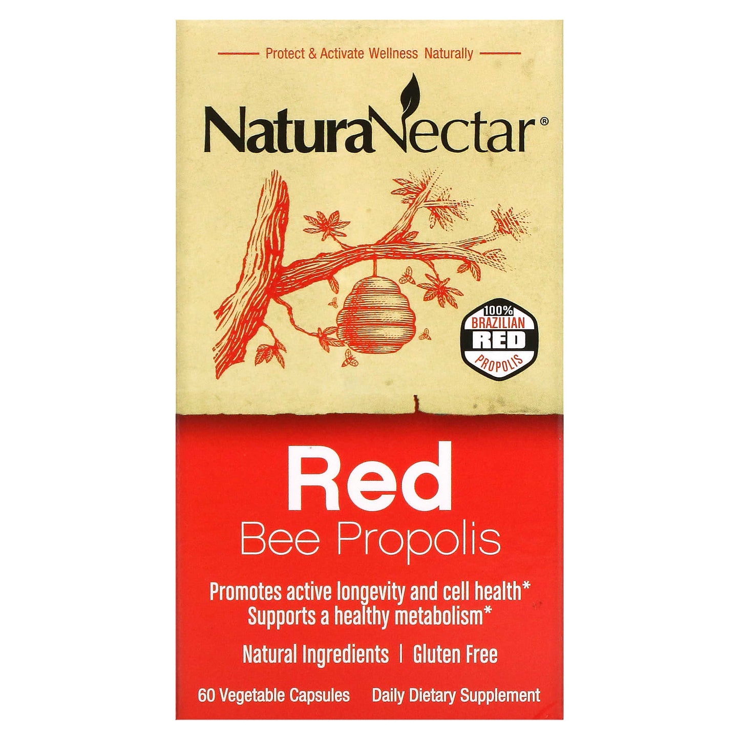 NaturaNectar-Red Bee Propolis-60 Vegetable Capsules