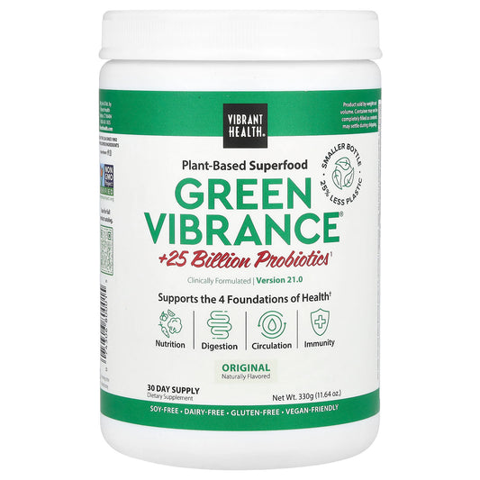 Vibrant Health-Green Vibrance +25 Billion Probiotics-Version 21.0-Original-11.64 oz (330 g)