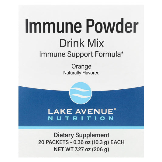 Lake Avenue Nutrition-Immune Powder Drink Mix-Orange-20 Packets-0.36 oz (10.3 g) Each