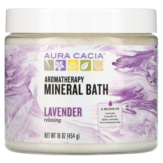 Aura Cacia-Aromatherapy Mineral Bath-Relaxing Lavender-16 oz (454 g)