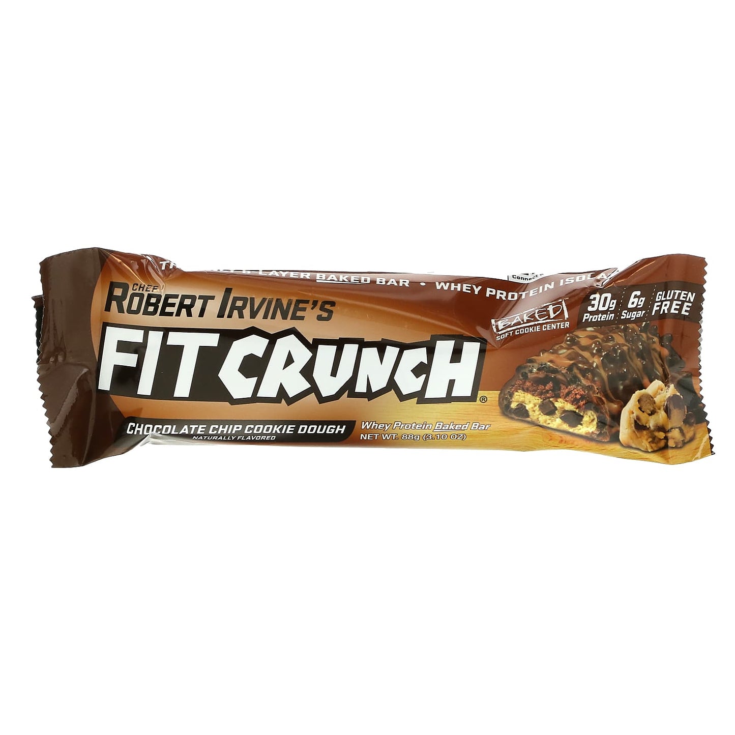 FITCRUNCH, Whey Protein Baked Bar, Chocolate Chip Cookie Dough, 12 Bars, 3.10 oz (88 g) Each