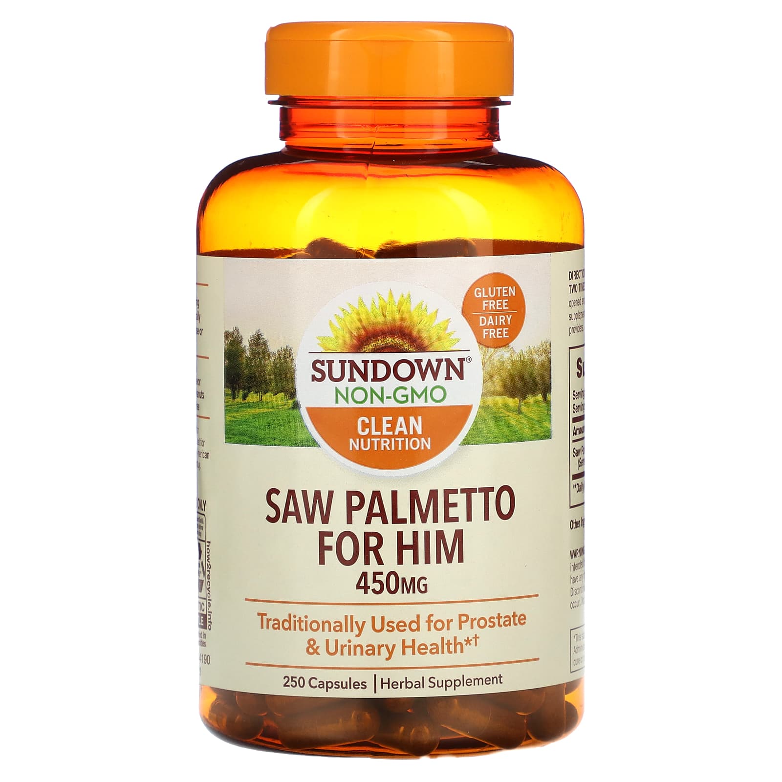 Sundown Naturals-Saw Palmetto For Him-450 mg-250 Capsules (225 mg per Capsule)