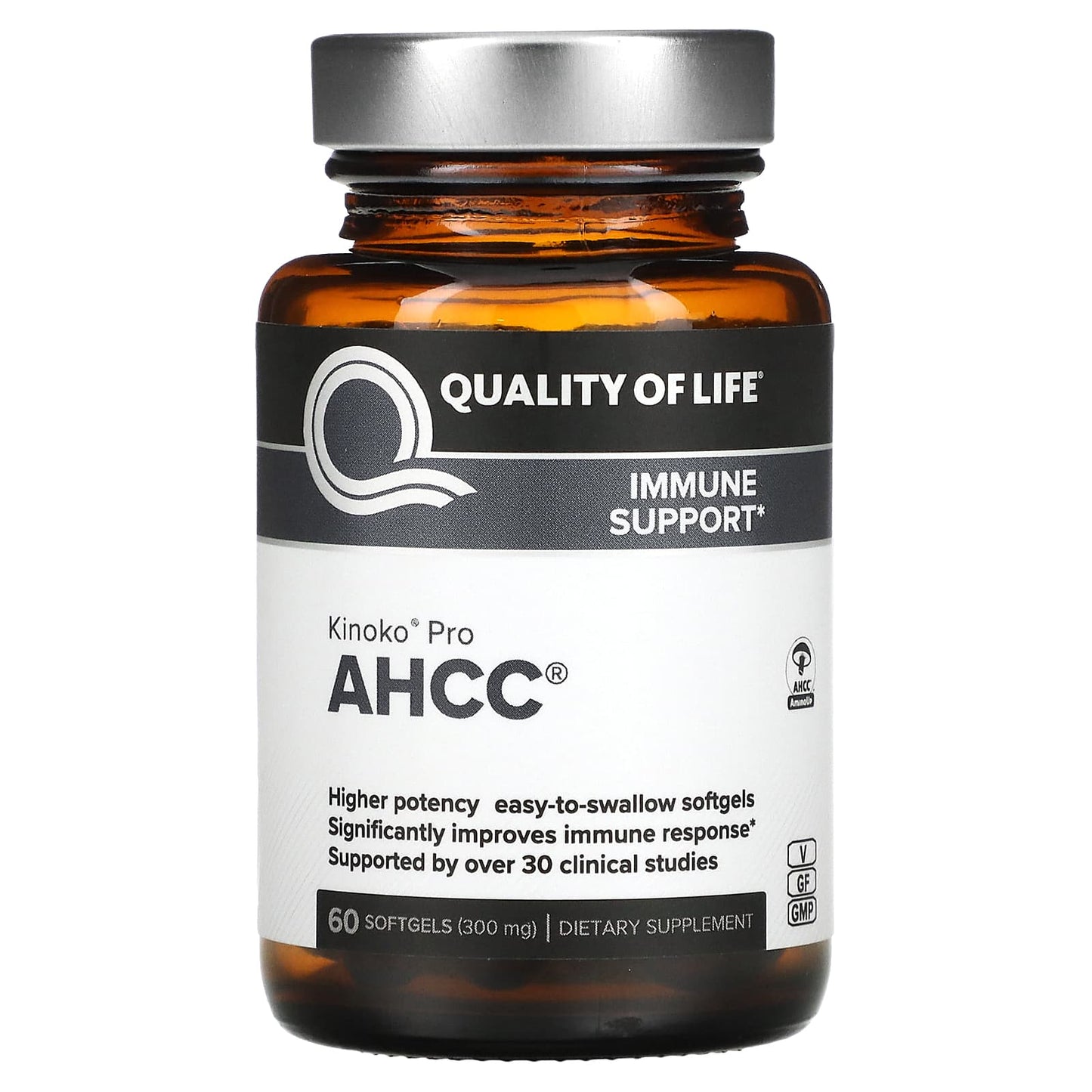 Quality of Life Labs-Kinoko Pro AHCC-300 mg-60 Softgels