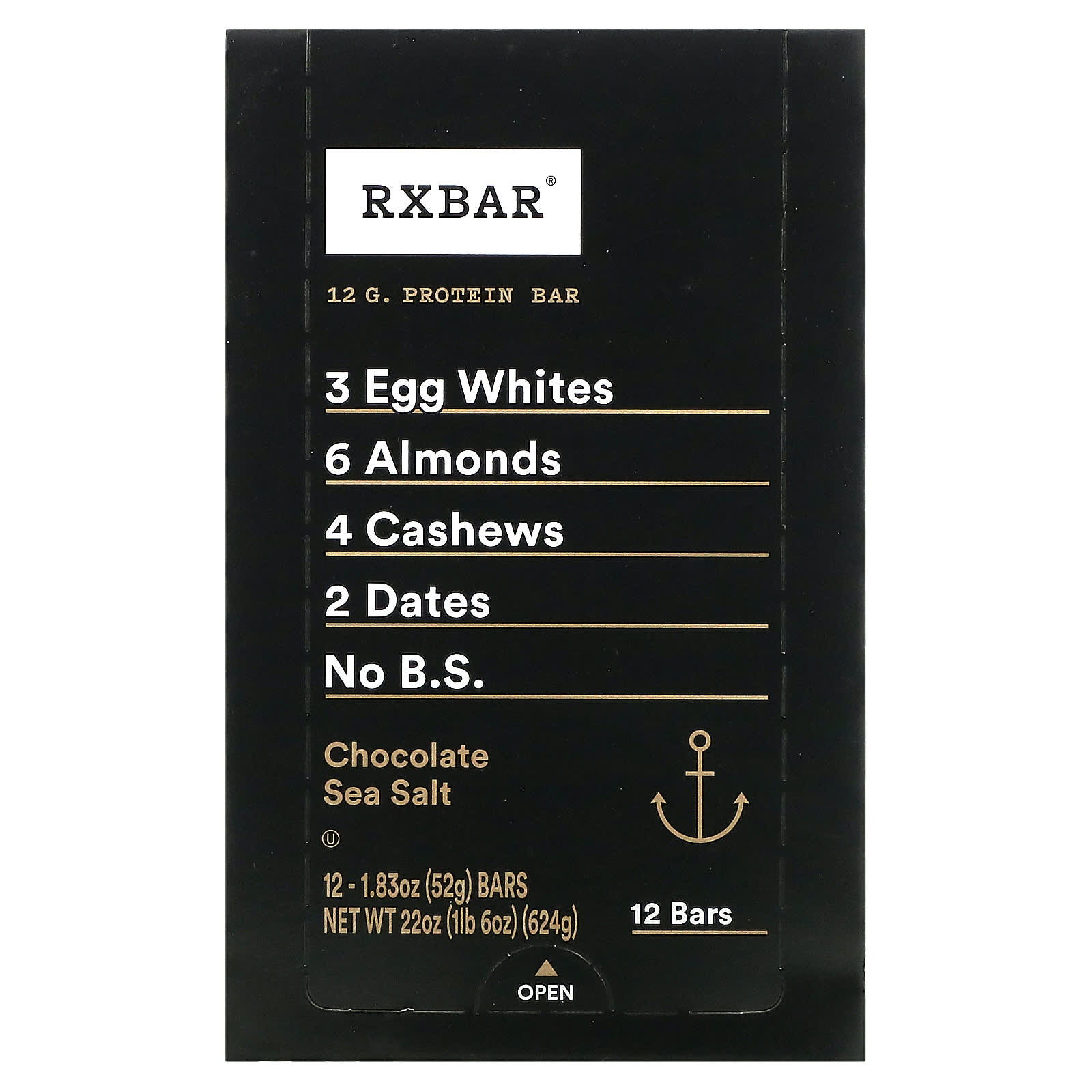 RXBAR-Protein Bar-Chocolate Sea Salt-12 Bars-1.83 oz (52 g) Each