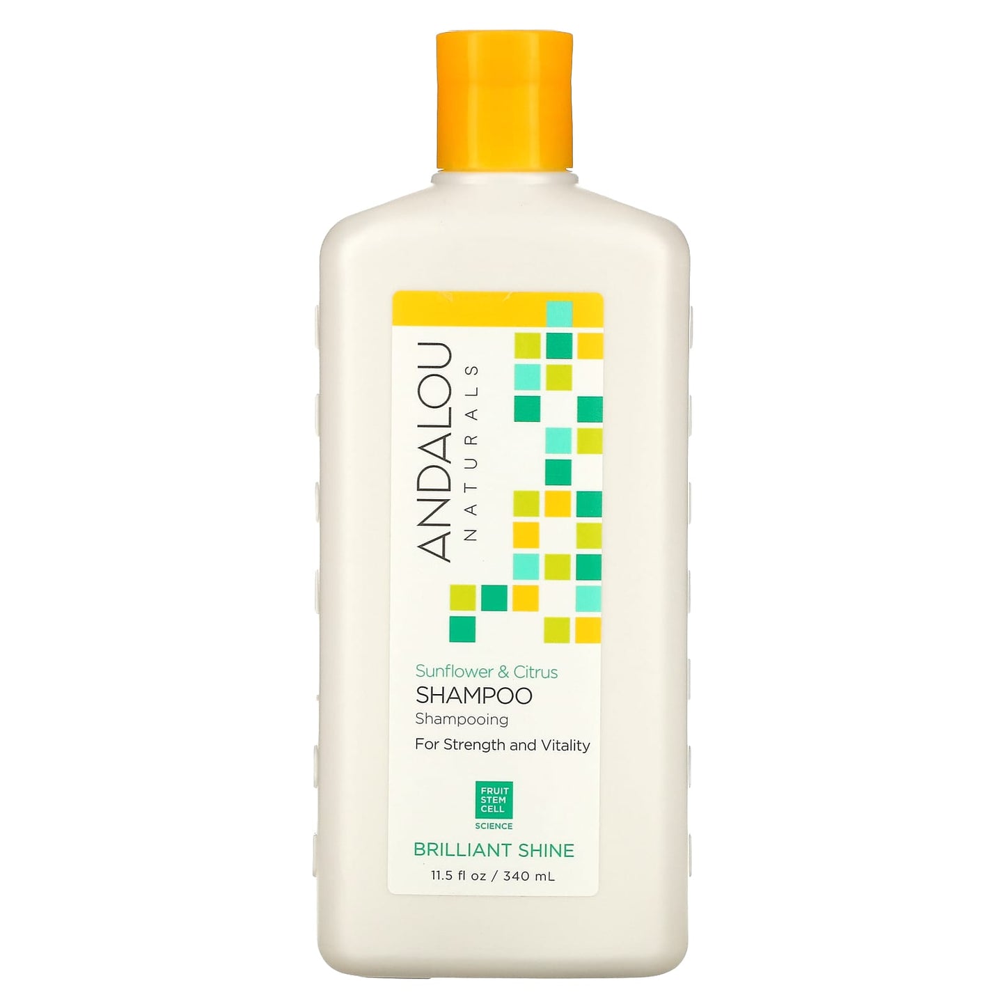 Andalou Naturals-Shampoo-Brilliant Shine-For Strength and Vitality-Sunflower & Citrus-11.5 fl oz (340 ml)