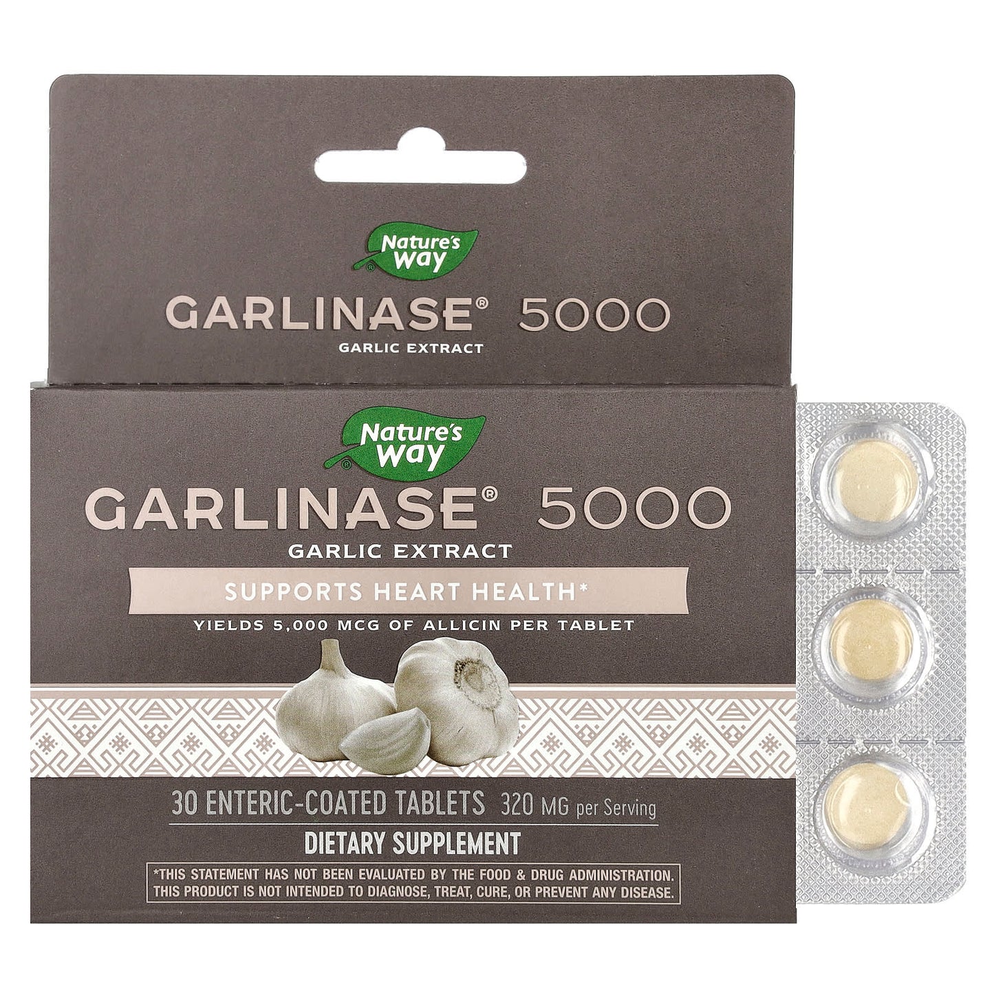 Nature's Way-Garlinase 5000-320 mg-30 Enteric-Coated Tablets