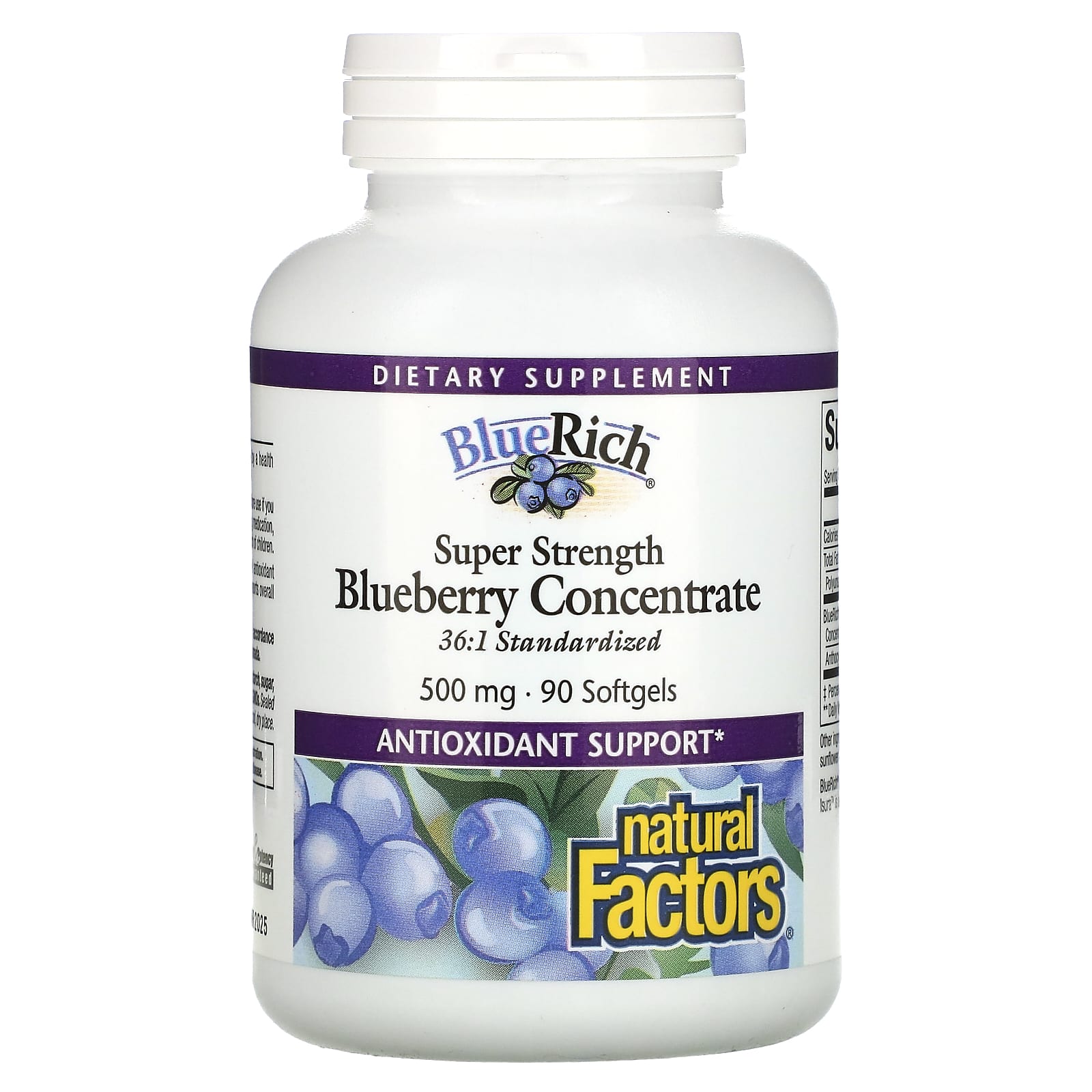 Natural Factors-BlueRich-Super Strength Blueberry Concentrate-500 mg-90 Softgels