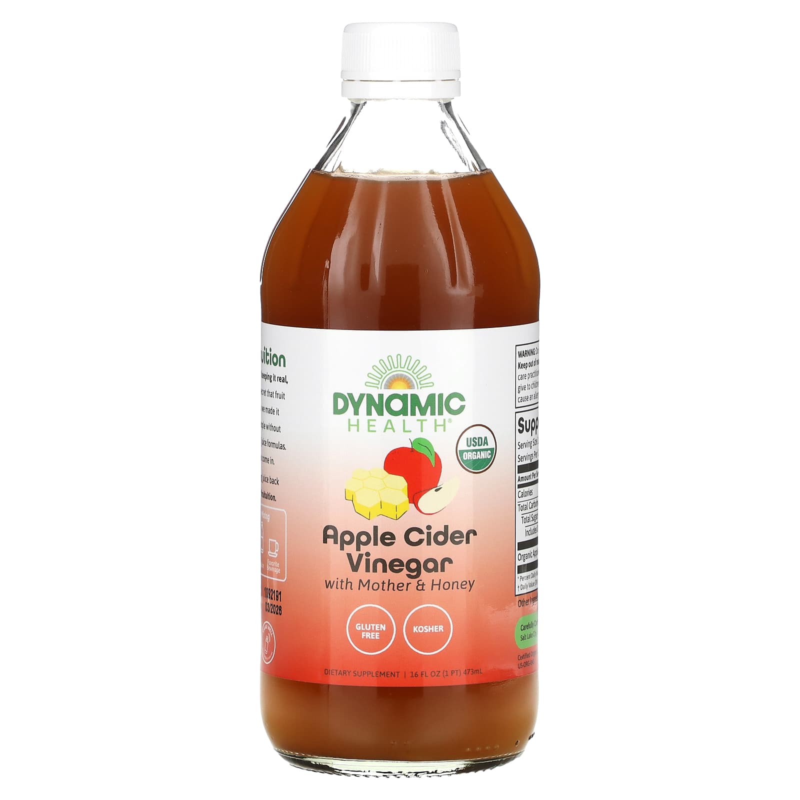 Dynamic Health-Apple Cider Vinegar with Mother & Honey-16 fl oz (473 ml)