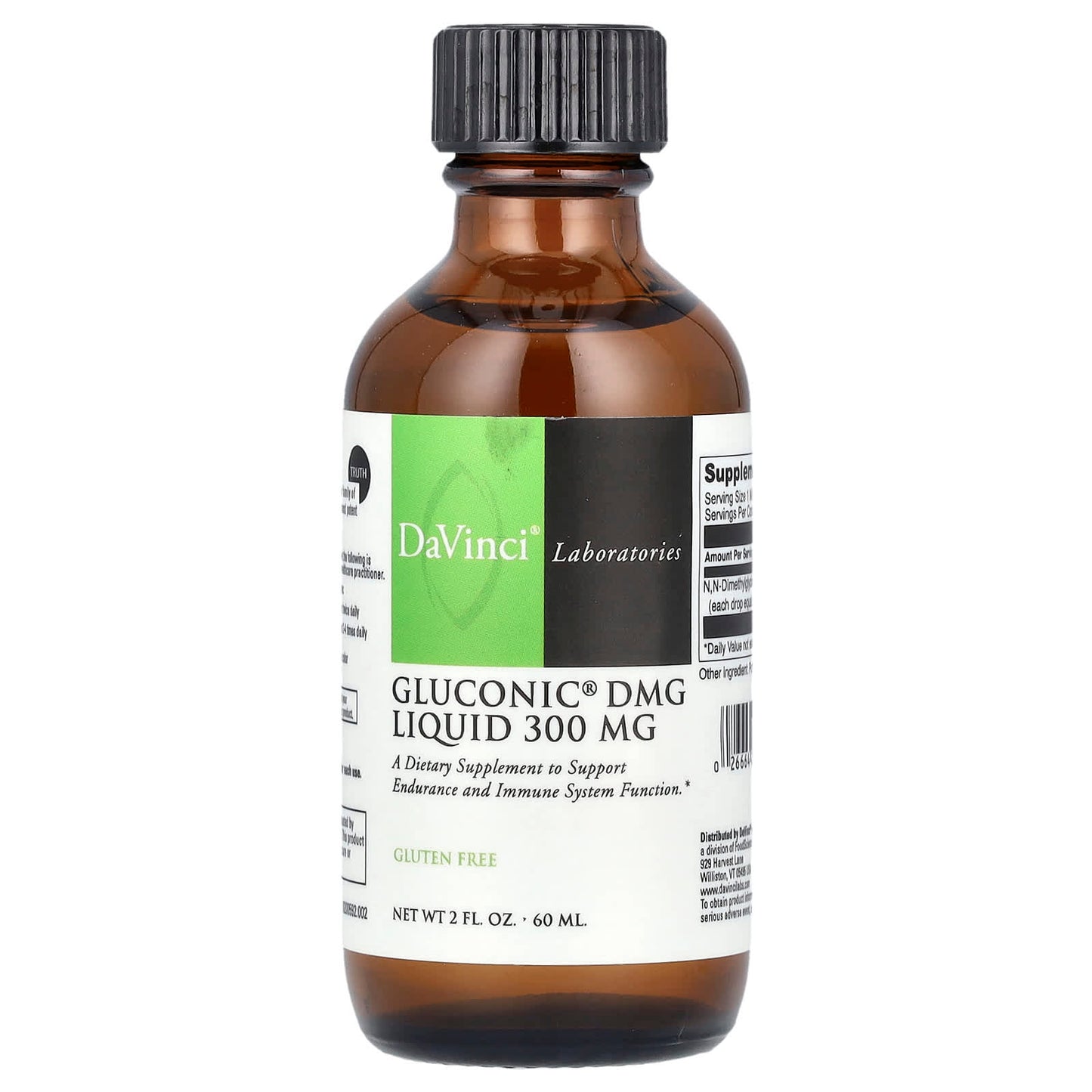 DaVinci Laboratories of Vermont, Gluconic DMG Liquid, 300 mg, 2 fl oz (60 ml)