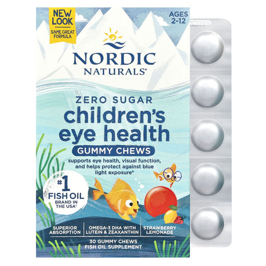 Nordic Naturals-Children's Eye Health Gummies-Zero Sugar-Ages 2-12-Strawberry Lemonade-30 Gummy Chews