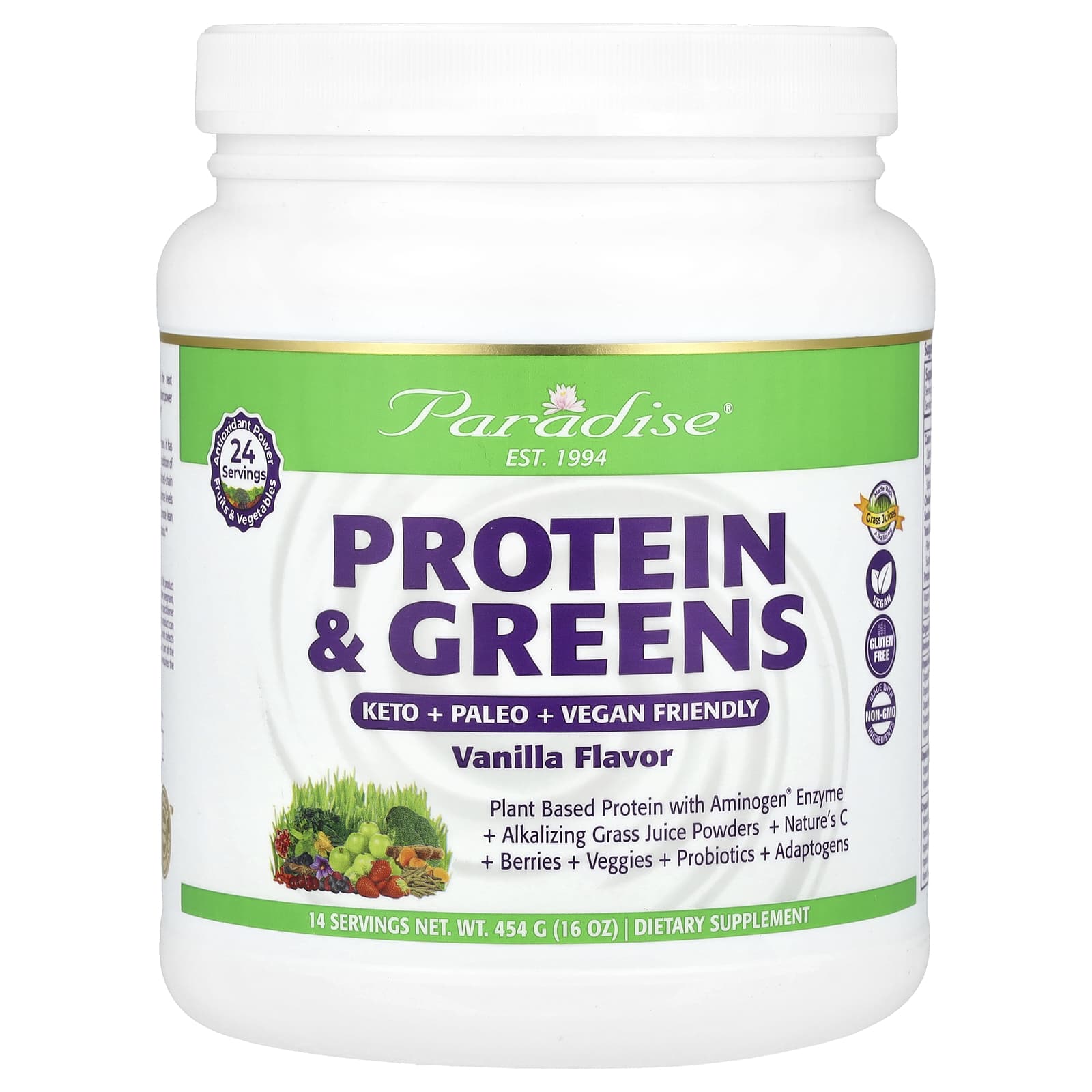 Paradise Herbs-Protein & Greens-Vanilla-16 oz (454 g)