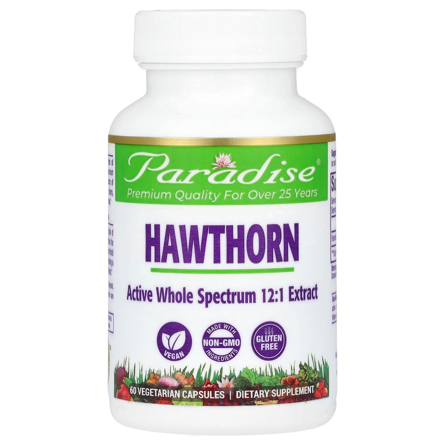 Paradise Herbs-Hawthorn-60 Vegetarian Capsules