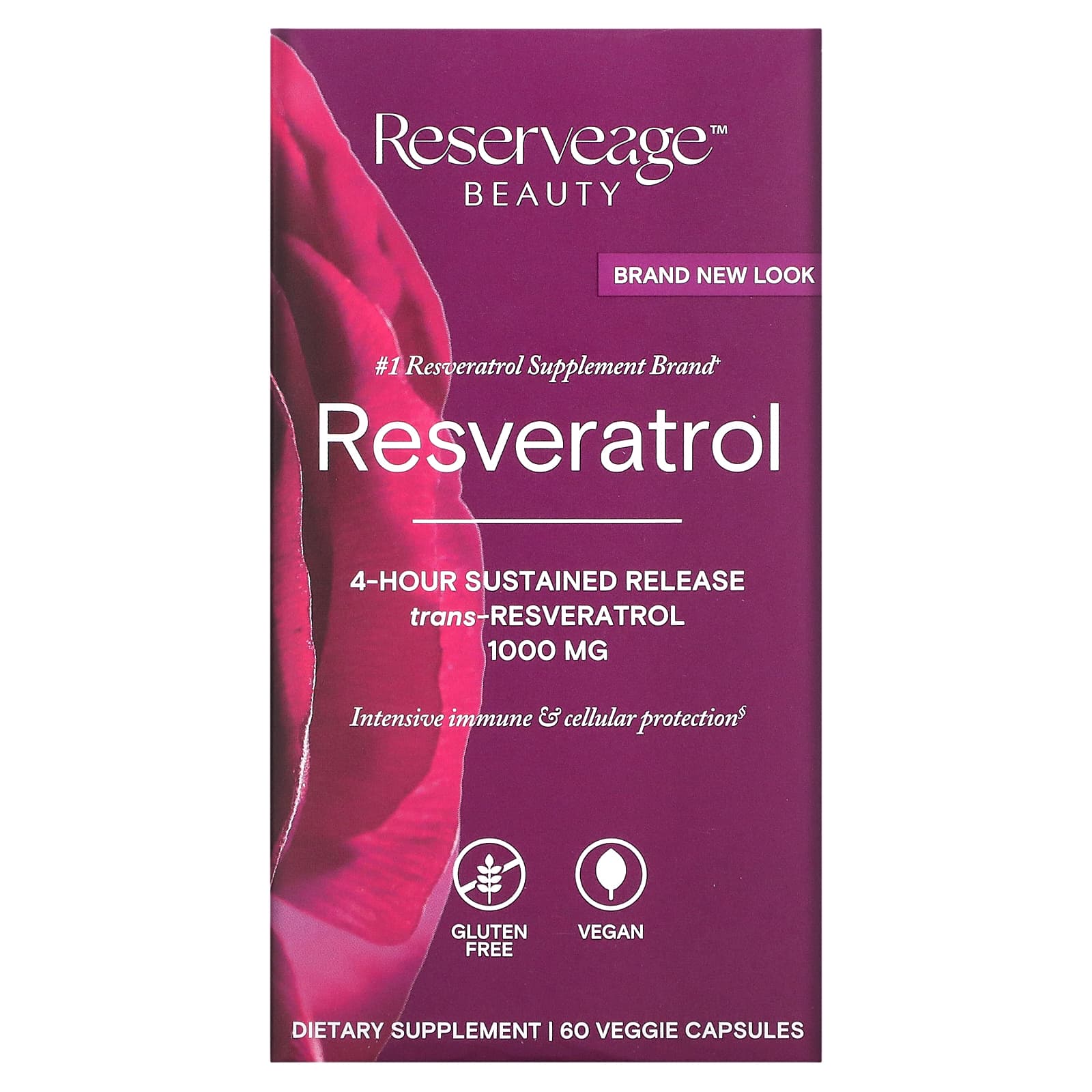 Reserveage Nutrition-Resveratrol-Trans-Resveratrol-1,000 mg-60 Veggie Capsules (500 mg per Capsule)