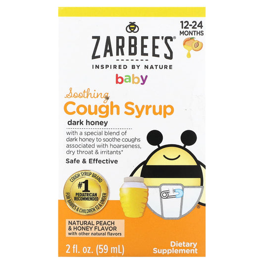 Zarbee's-Baby-Soothing Cough Syrup-12-24 Months-Natural Peach and Honey-2 fl oz (59 ml)