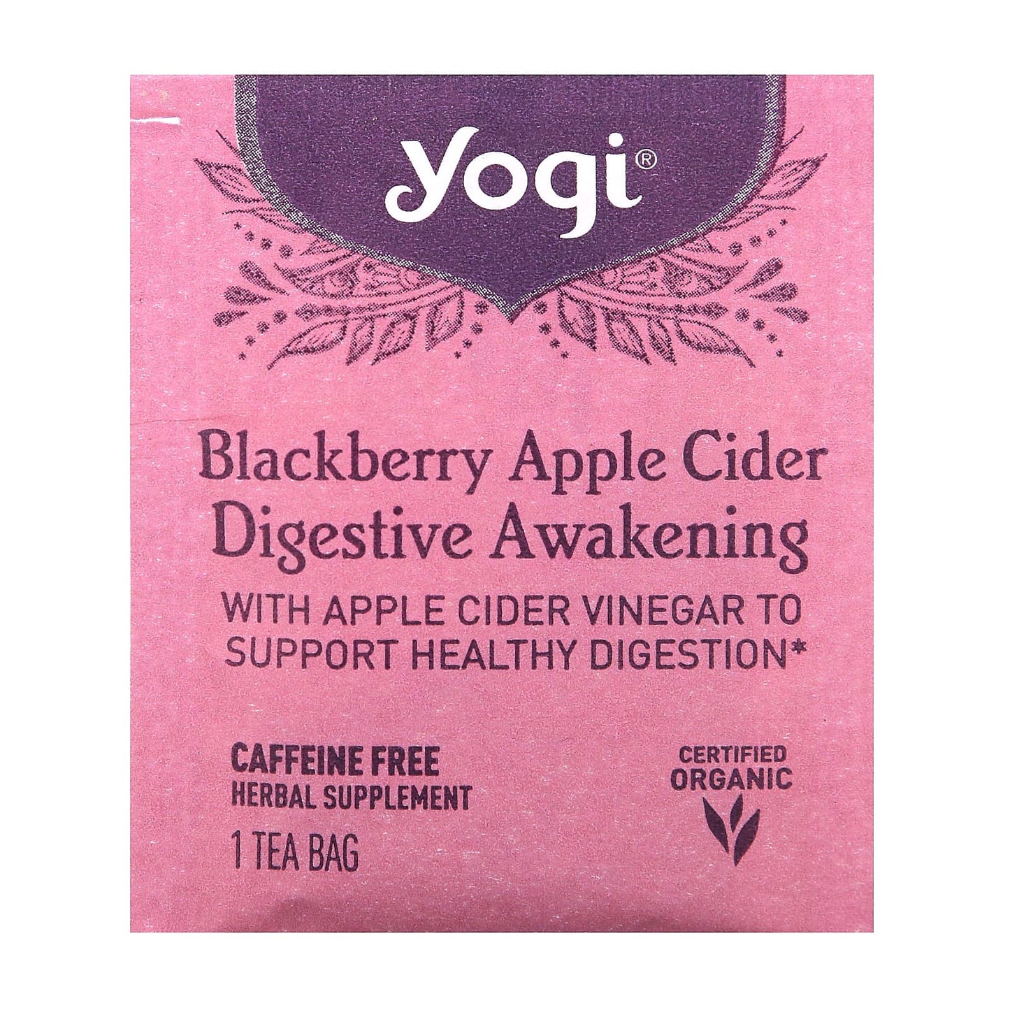 Yogi Tea, Digestive Awakening, Blackberry Apple Cider, Caffeine Free, 16 Tea Bags, 1.02 oz (29 g)