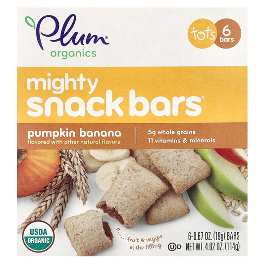 Plum Organics-Mighty Snack Bars-Tots-Pumpkin Banana-6 Bars-0.67 oz (19 g) Each