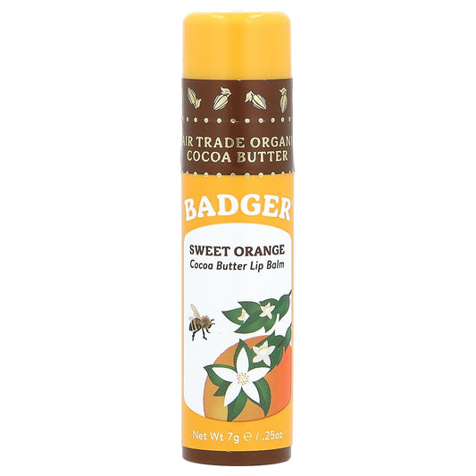 Badger Company-Cocoa Butter Lip Balm-Sweet Orange-0.25 oz (7 g)