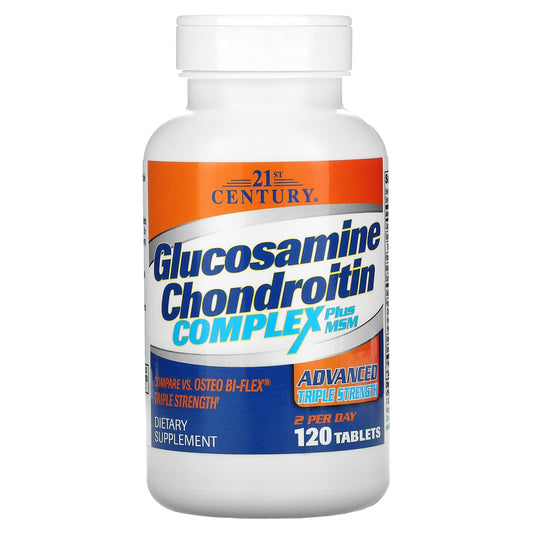 21st Century-Glucosamine Chondroitin Complex Plus MSM-Advanced Triple Strength-120 Tablets