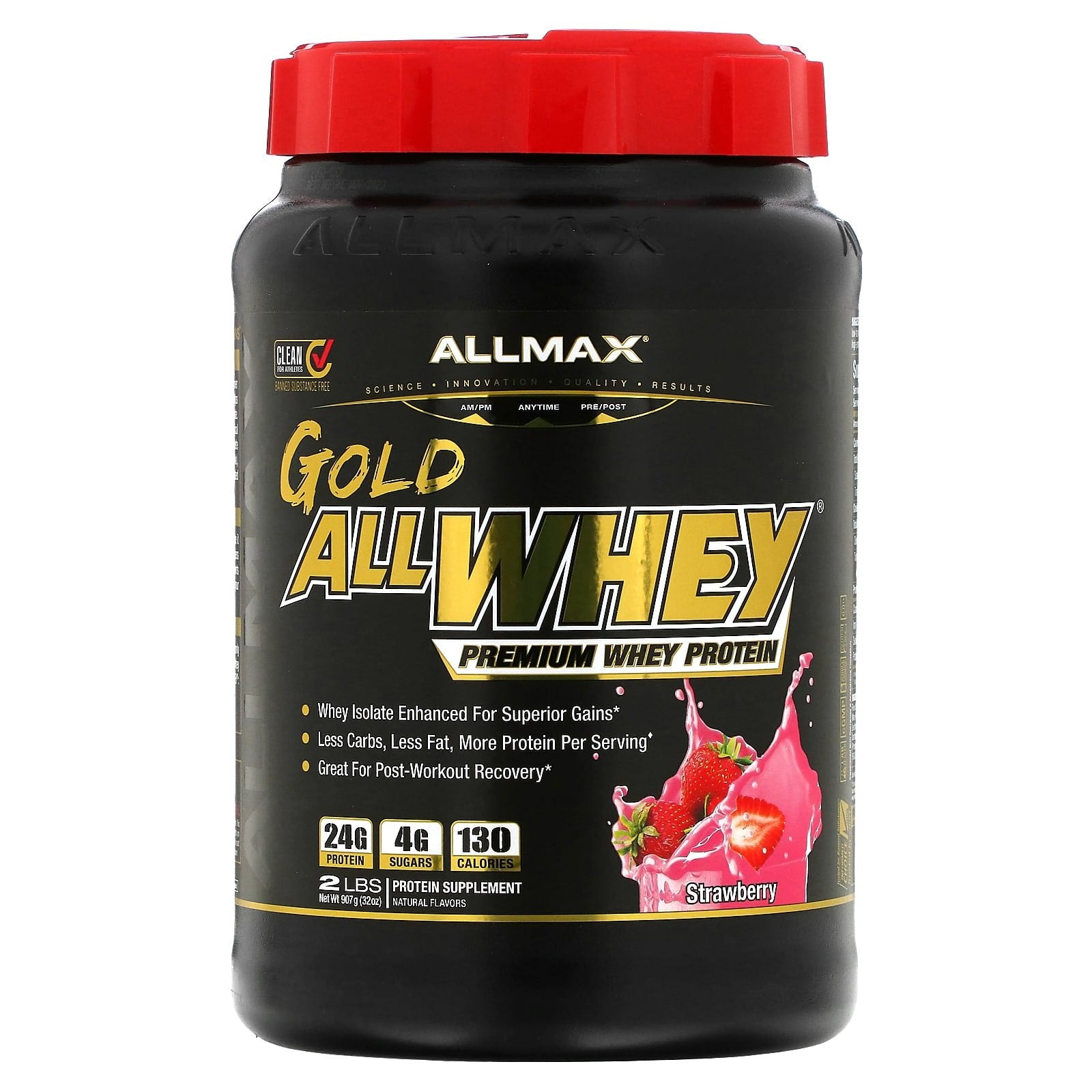 ALLMAX-Gold AllWhey-Premium Whey Protein-Strawberry-2 lbs (907 g)