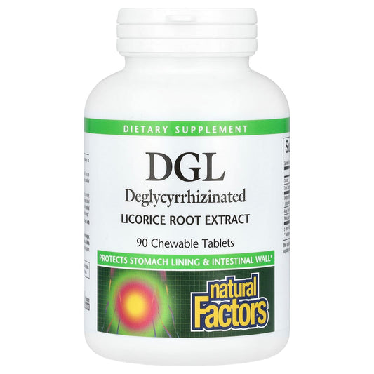 Natural Factors-DGL-Deglycyrrhizinated Licorice Root Extract-90 Chewable Tablets