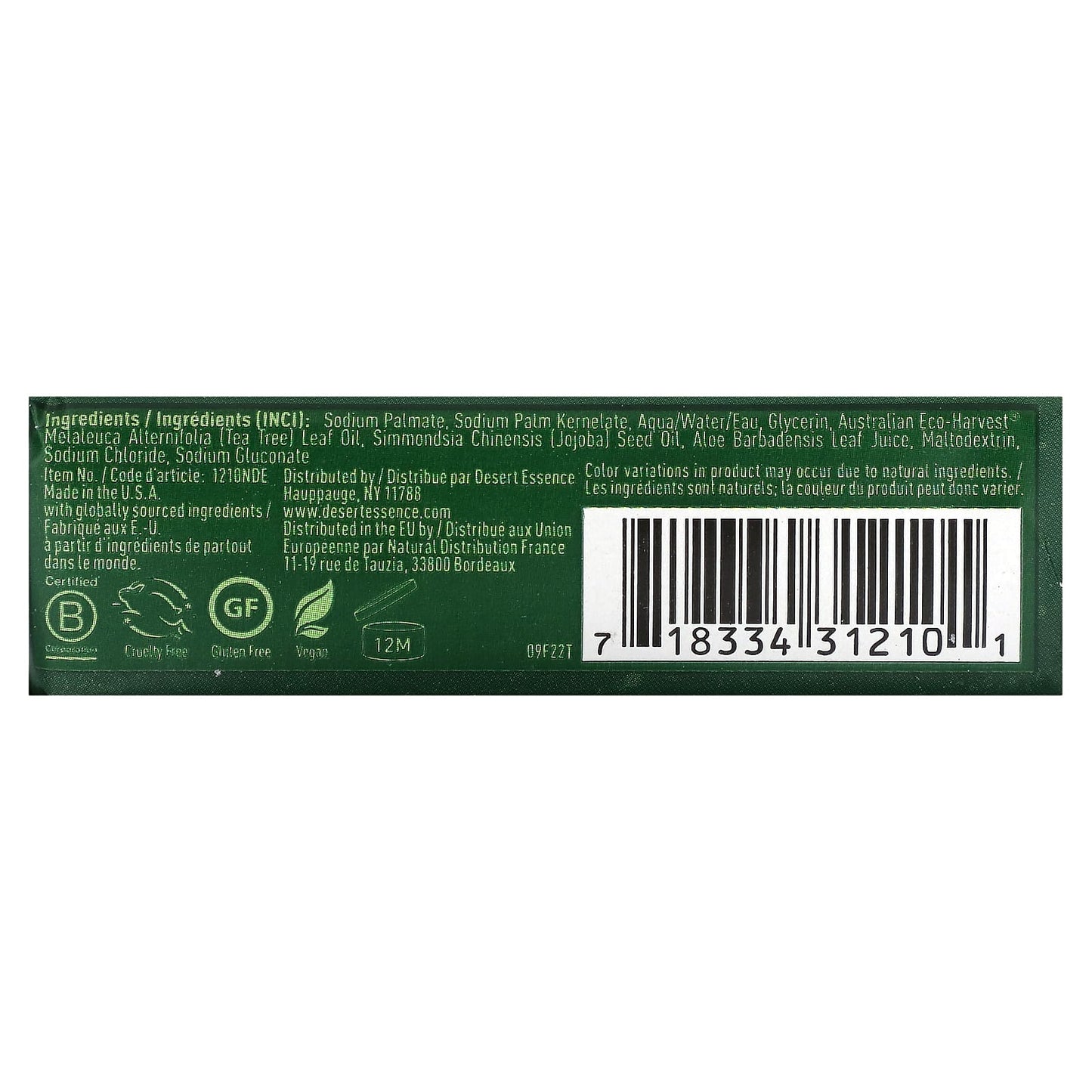 Desert Essence, Tea Tree Therapy Soap Bar, 5 oz (142 g)