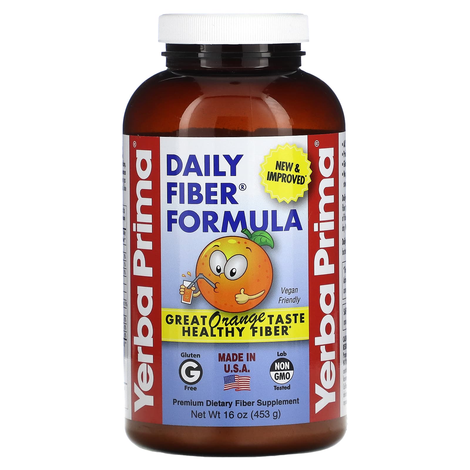 Yerba Prima-Daily Fiber Formula-Orange-16 oz (453 g)